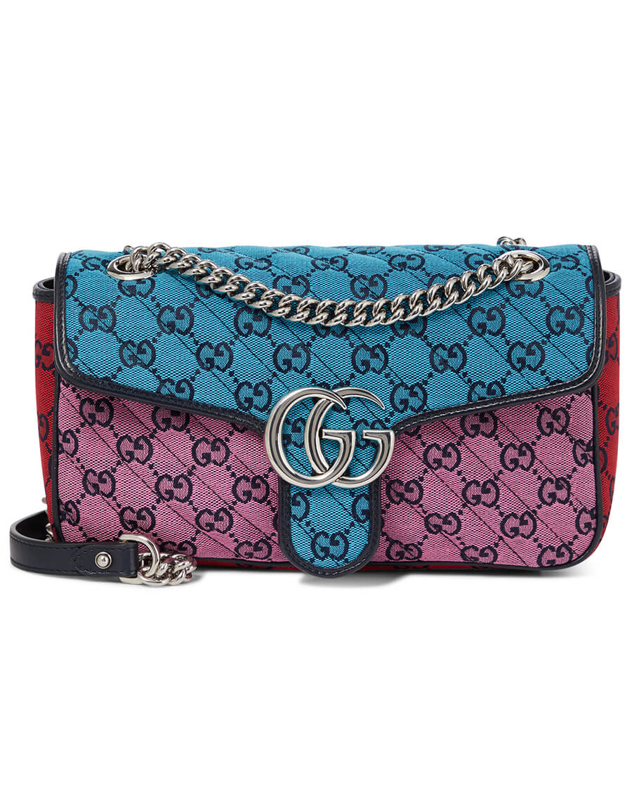 Gucci GG Marmont Multicolour Small Shoulder Bag in Pink