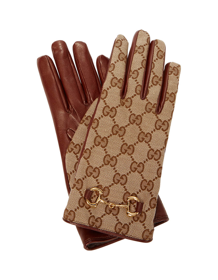 GUCCI GG-canvas and leather gloves · VERGLE