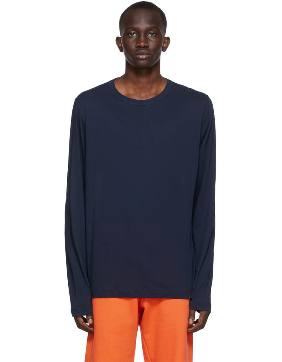 DRIES VAN NOTEN Navy Light Simple Long Sleeve T-Shirt