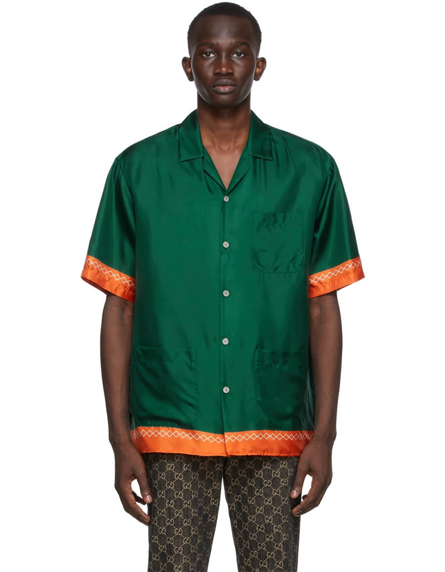 Gucci Graphic-print Silk Bowling Shirt - White