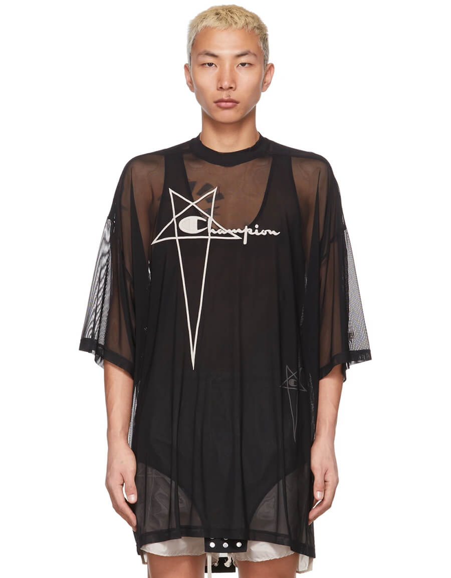 RICK OWENS Black Champion Edition Mesh Tommy T-Shirt · VERGLE