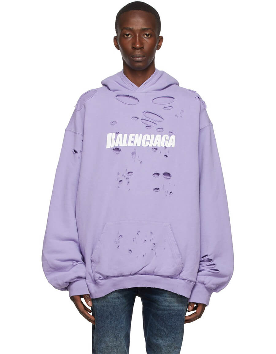 BALENCIAGA Purple Cotton Hoodie · VERGLE